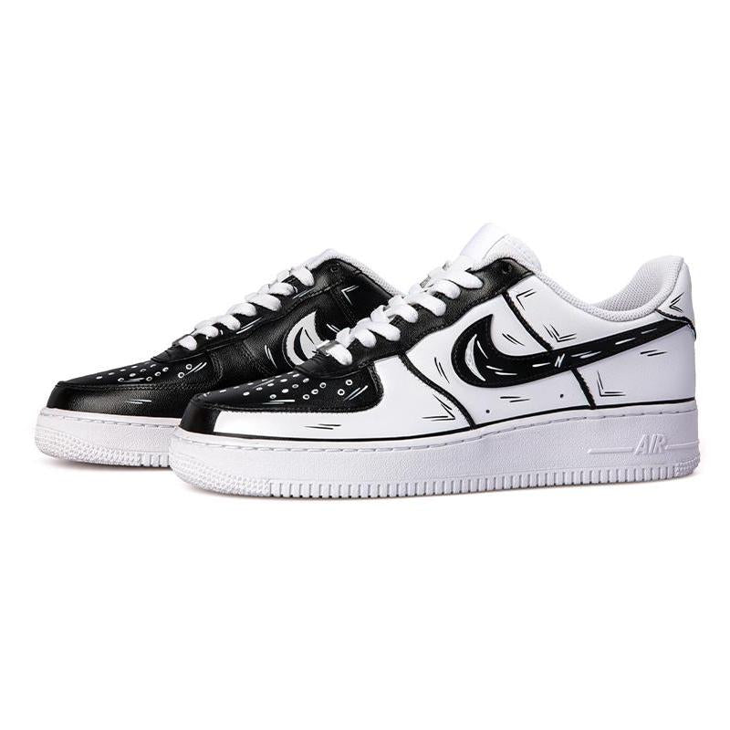 [Custom AF1 Yin-Yang 2D Black and White]  Air Force 1 Skateboarding Shoes Men