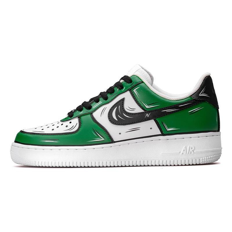 [Custom Celtic 2D green and white]  Air Force 1 Skateboarding Shoes Men Low-top Green/White