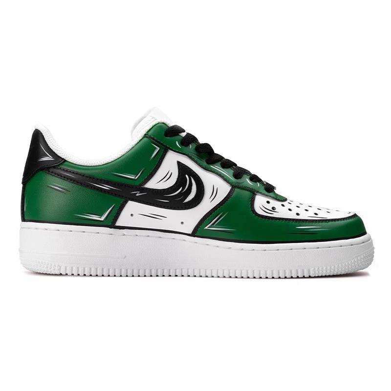 [Custom Celtic 2D green and white]  Air Force 1 Skateboarding Shoes Men Low-top Green/White