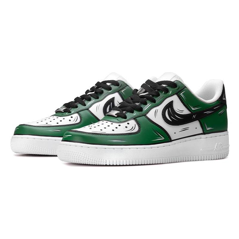 [Custom Celtic 2D green and white]  Air Force 1 Skateboarding Shoes Men Low-top Green/White