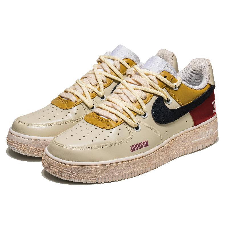 [Custom Yuedong Orange Color]  Air Force 1 Skateboarding Shoes Unisex Low-top Beige/yellow/red
