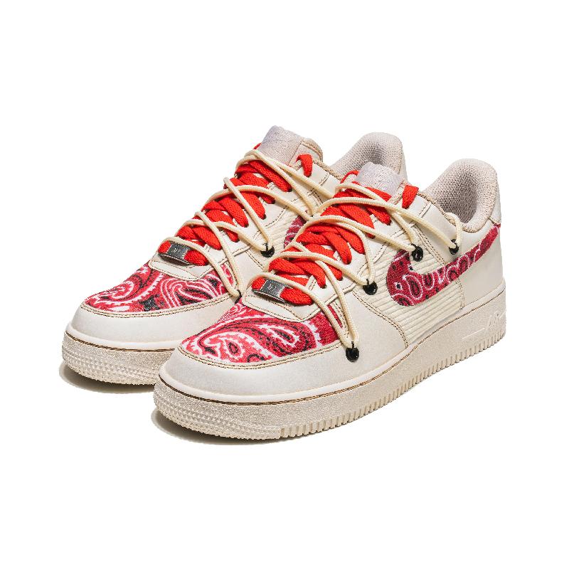 [Custom Cinnabar is hot.]  Air Force 1 Skateboarding Shoes Unisex Low-top Beige/Red
