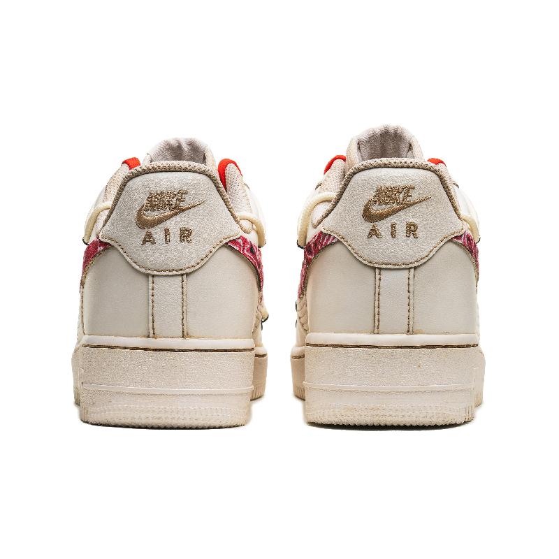 [Custom Cinnabar is hot.]  Air Force 1 Skateboarding Shoes Unisex Low-top Beige/Red