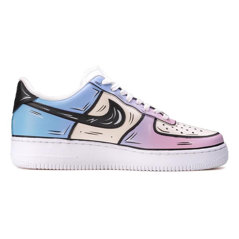 [Custom Cotton candy 2D blue and white powder]  Air Force 1 Skateboarding Shoes Men