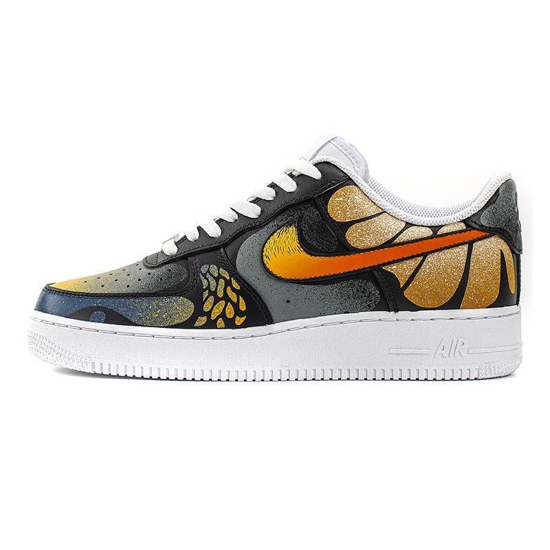 [Custom Male butterfly transformation Liang Shanbo]  Air Force 1 Skateboarding Shoes Men Low-top Black/yellow