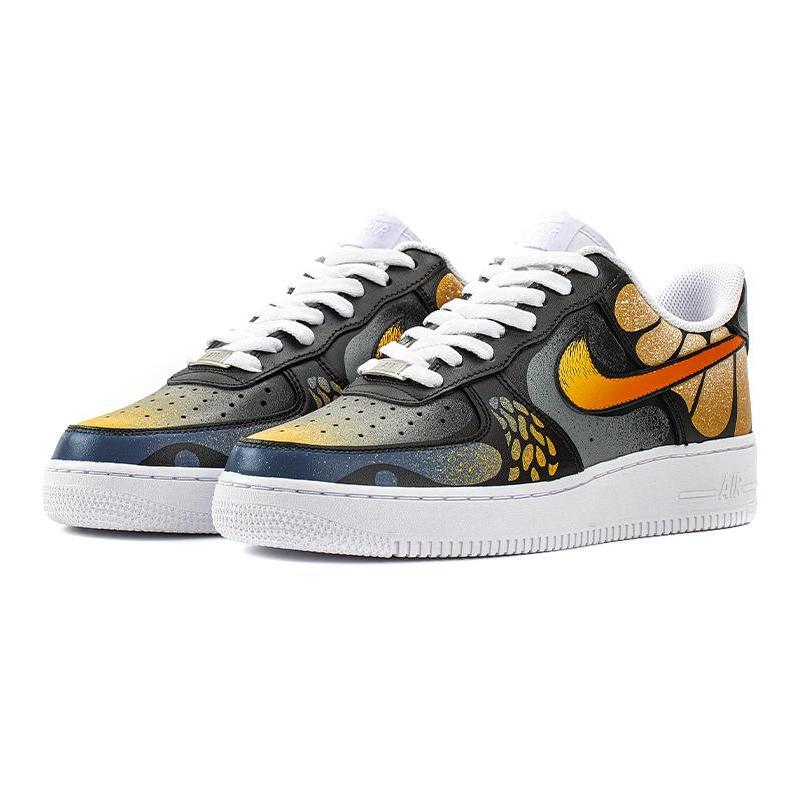 [Custom Male butterfly transformation Liang Shanbo]  Air Force 1 Skateboarding Shoes Men Low-top Black/yellow