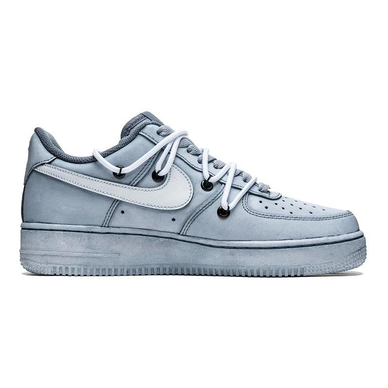 [Custom Men's style and light blue]  Air Force 1 Skateboarding Shoes Men Low-top Light Blue