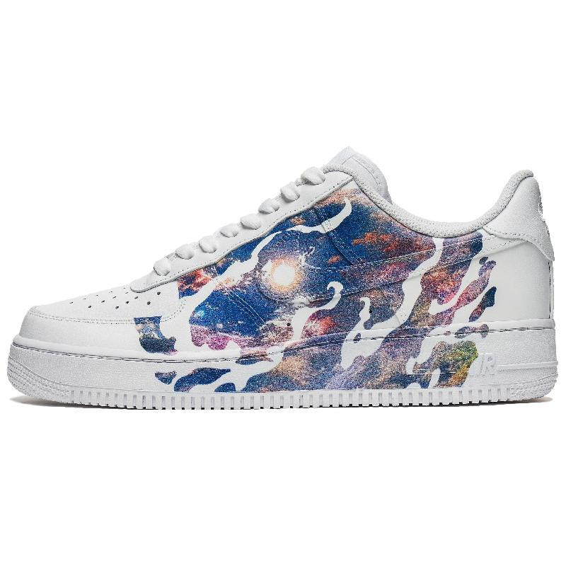 [Custom Men's summer blue sky]  Air Force 1 Skateboarding Shoes Men Low-top White Blue