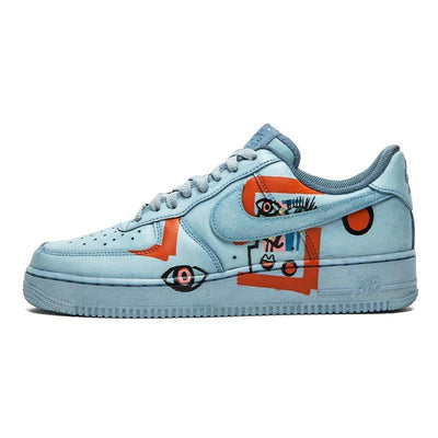 [Custom Men's abstract painting in light blue]  Air Force 1 Skateboarding Shoes Men Low-top Light Blue