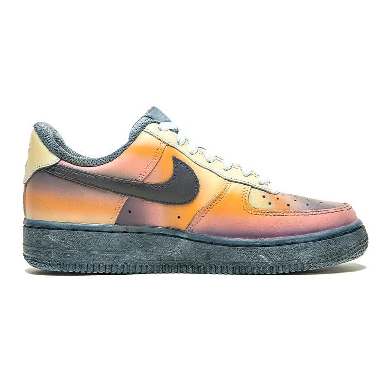 [Custom Men's sunset black and orange]  Air Force 1 Skateboarding Shoes Men Low-top Black/Orange