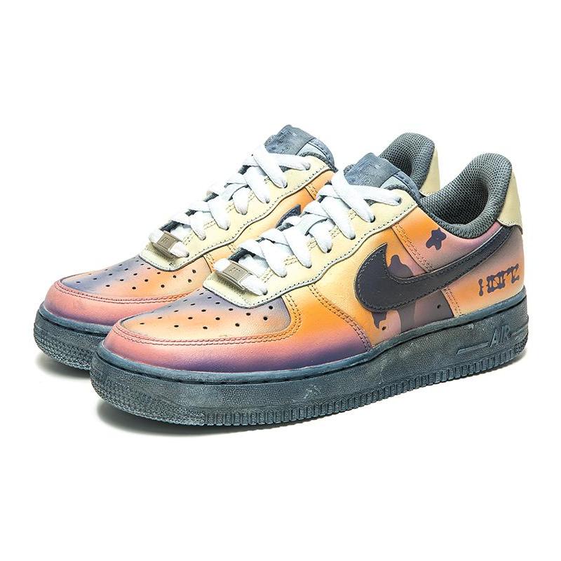 [Custom Men's sunset black and orange]  Air Force 1 Skateboarding Shoes Men Low-top Black/Orange