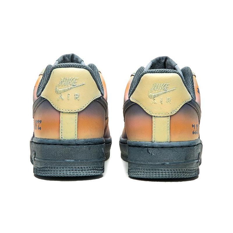 [Custom Men's sunset black and orange]  Air Force 1 Skateboarding Shoes Men Low-top Black/Orange