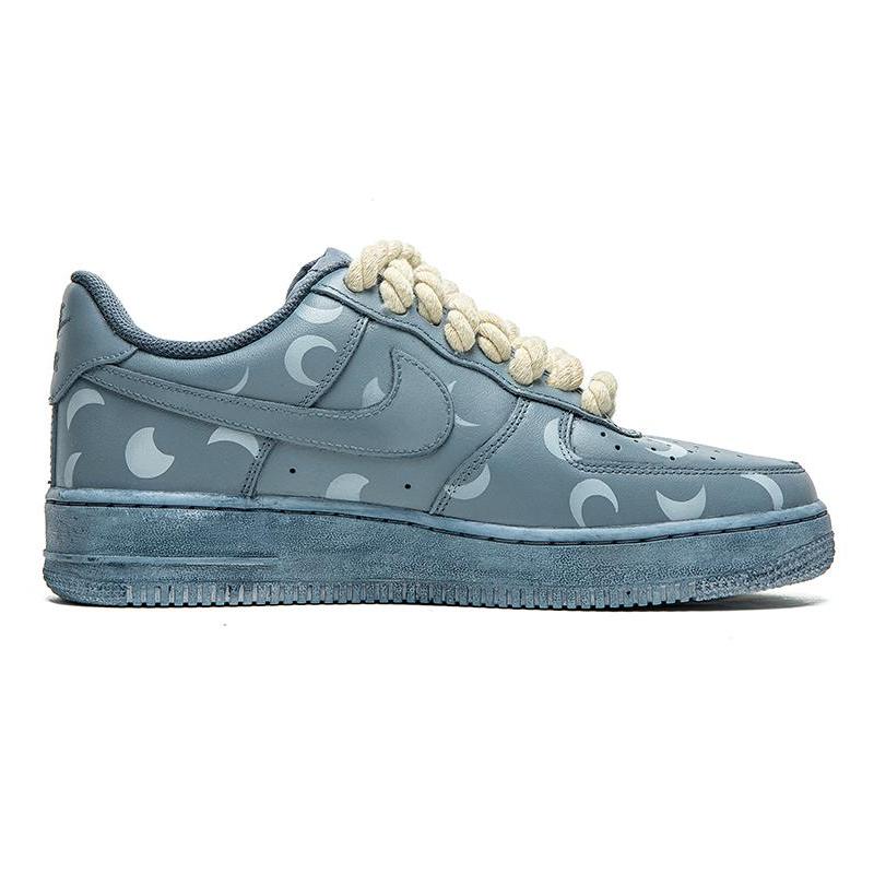 [Custom Male moon style]  Air Force 1 Skateboard Shoes Men Low-Top Light Blue