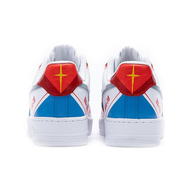 [Custom Men's mechanical style white, red and blue]  Air Force 1 Skateboarding Shoes Men Low-top White