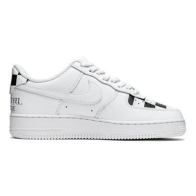 [Custom Male eye checkered black and white]  Air Force 1 Skateboarding Shoes Men Low-top Black/White