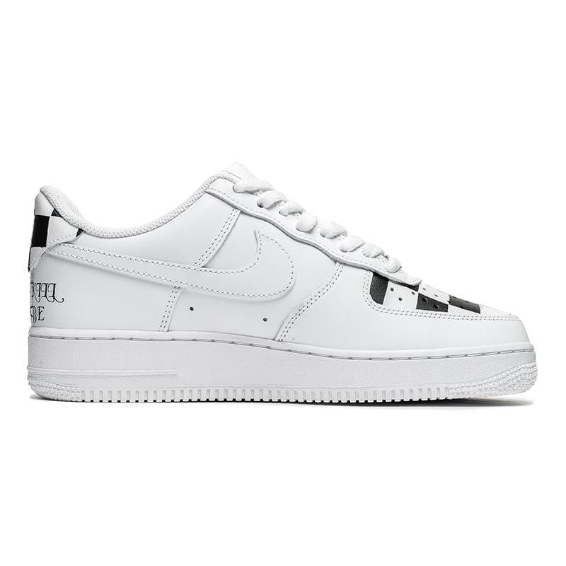 [Custom Male eye checkered black and white]  Air Force 1 Skateboarding Shoes Men Low-top Black/White