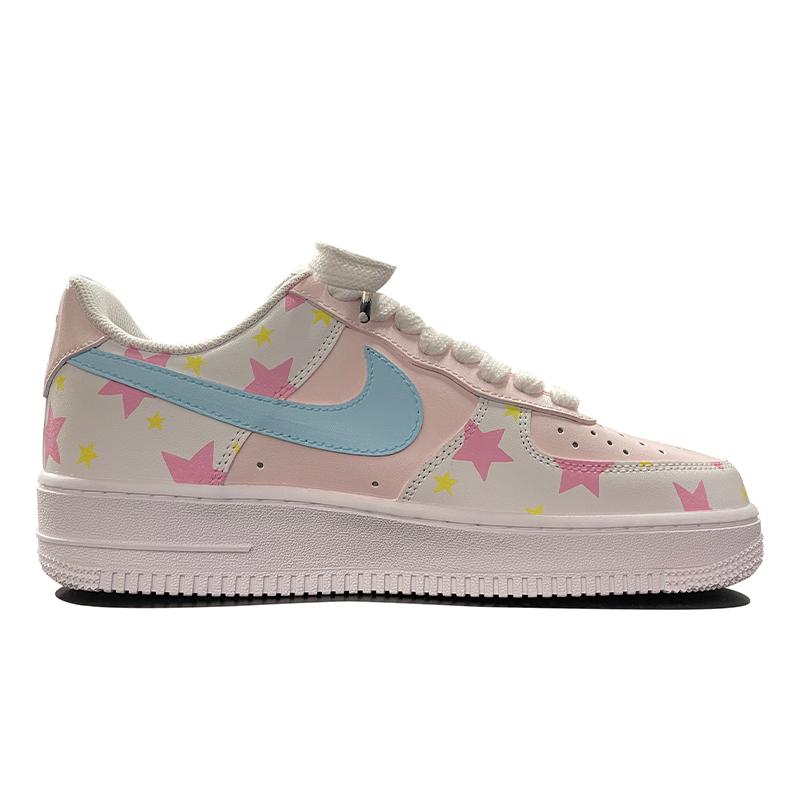 [Custom Men's pink stars]  Air Force 1 Skateboarding Shoes Men