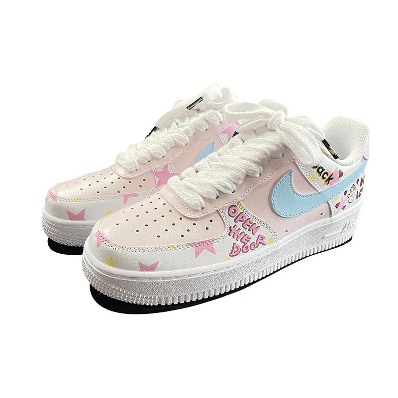 [Custom Men's pink stars]  Air Force 1 Skateboarding Shoes Men