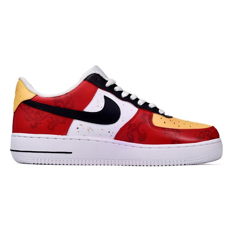 [Custom Happy New Year! White, black and red]  Air Force 1 Skateboarding Shoes Men