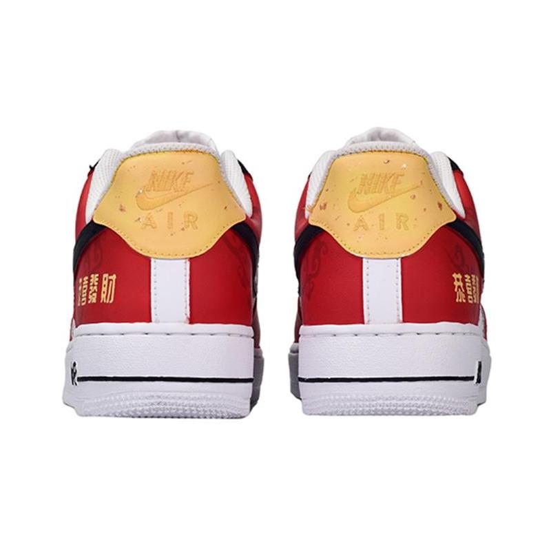 [Custom Happy New Year! White, black and red]  Air Force 1 Skateboarding Shoes Men