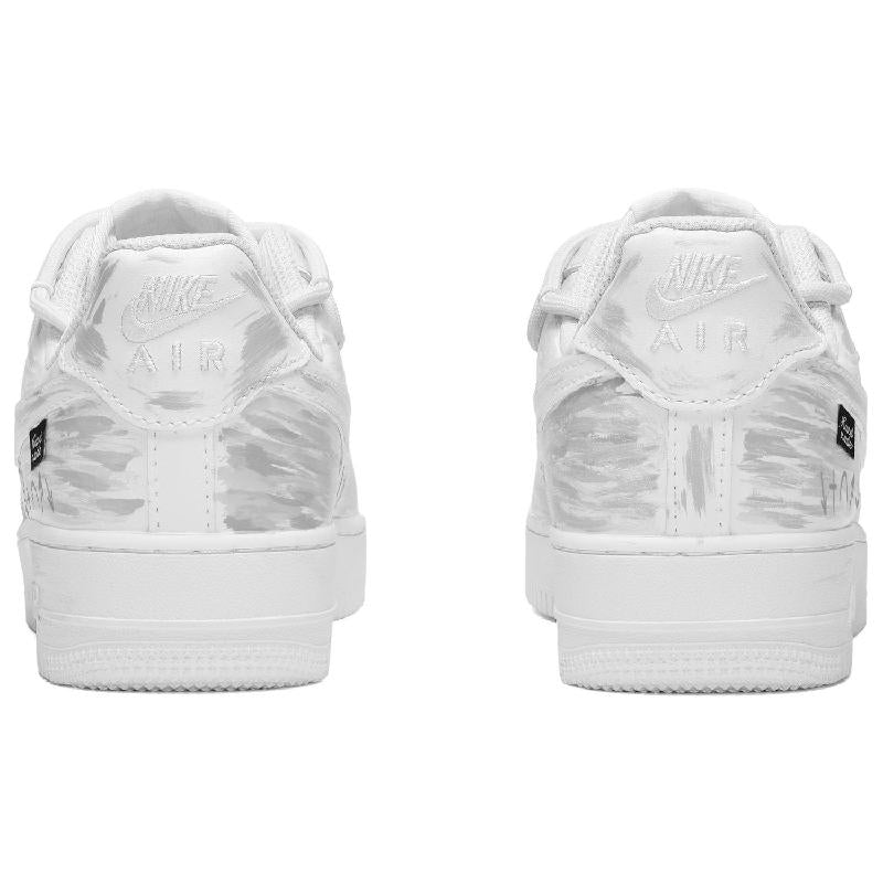 [Custom Men's and women's God's Eyes in white and grey]  Air Force 1 Skateboarding Shoes Unisex Low-top White/Gray
