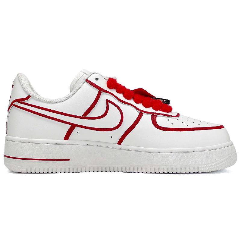 [Custom Men's and women's paper-cut national trend]  Air Force 1 Low-Top Skateboard Shoes Unisex Red White