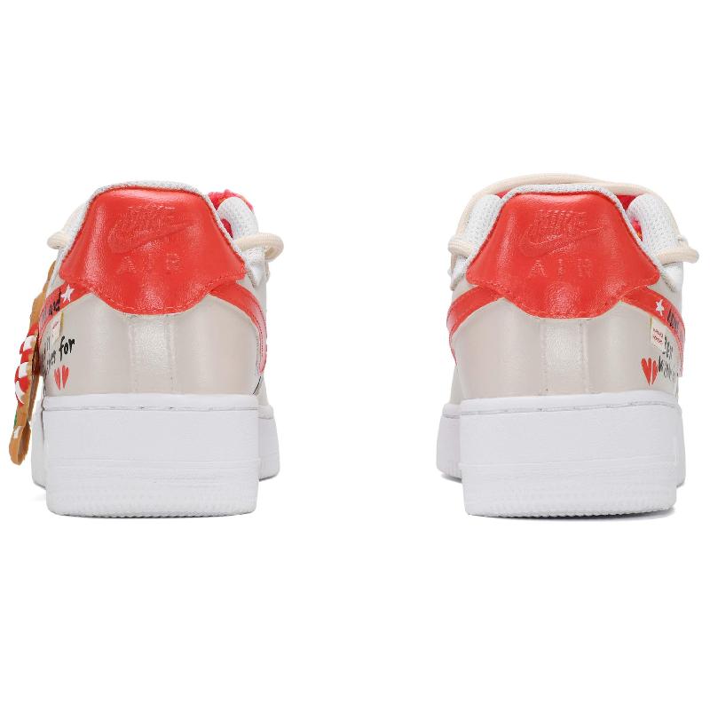 [Custom Christmas greetings for both men and women]  Air Force 1 Skateboard Shoes Unisex Low-Top Red White