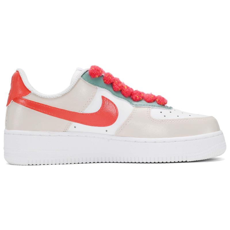 [Custom Red and white Christmas greetings for both men and women]  Air Force 1 Skateboard Shoes Unisex Low-Top Red White