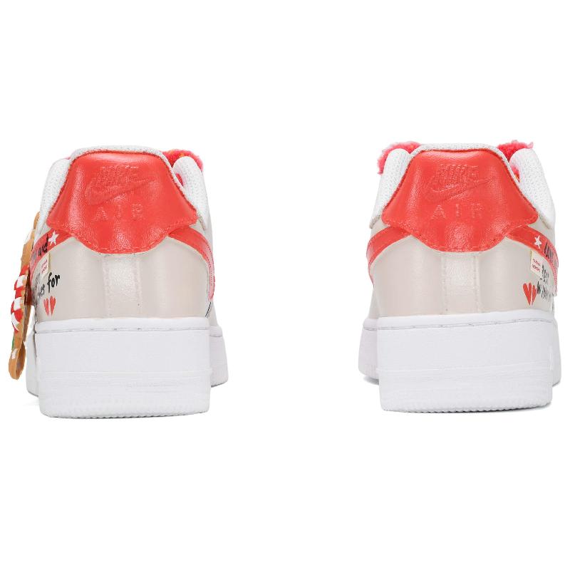 [Custom Red and white Christmas greetings for both men and women]  Air Force 1 Skateboard Shoes Unisex Low-Top Red White