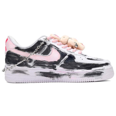 [Custom Bad rabbits for men and women]  Air Force 1 Skateboard Shoes Unisex Low-Top Black/White Red