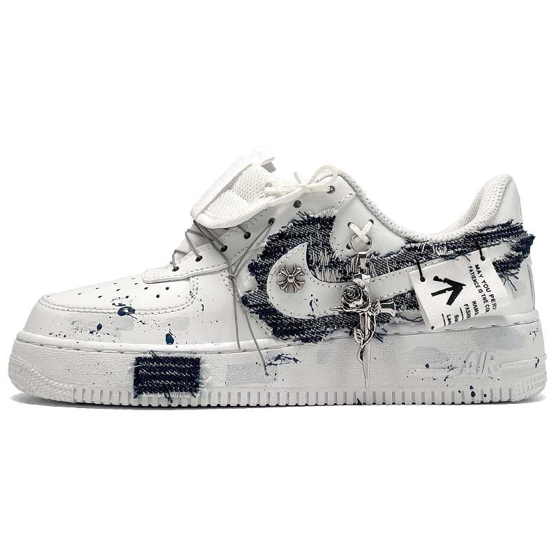 [Custom Eternal roses for both men and women]  Air Force 1 Wear-resistant And Lightweight Low-Top Skateboard Shoes Unisex Black White Gray