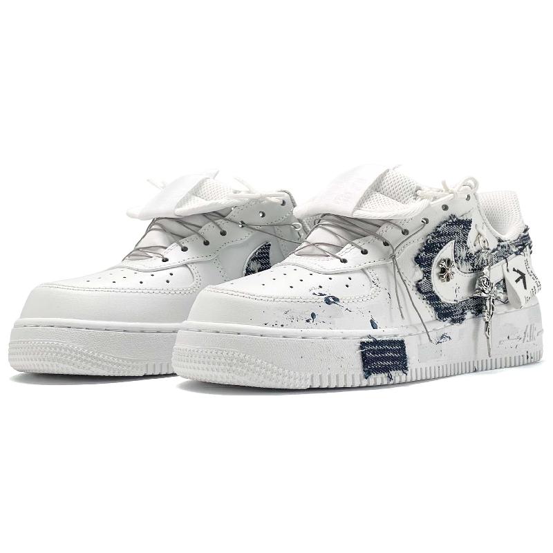 [Custom Eternal roses for both men and women]  Air Force 1 Wear-resistant And Lightweight Low-Top Skateboard Shoes Unisex Black White Gray