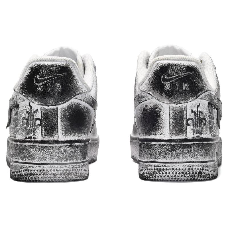 [Custom The men's Chinese dragon is in black, white and grey]  Air Force 1 Skateboarding Shoes Men Low-top Black/White/Gray