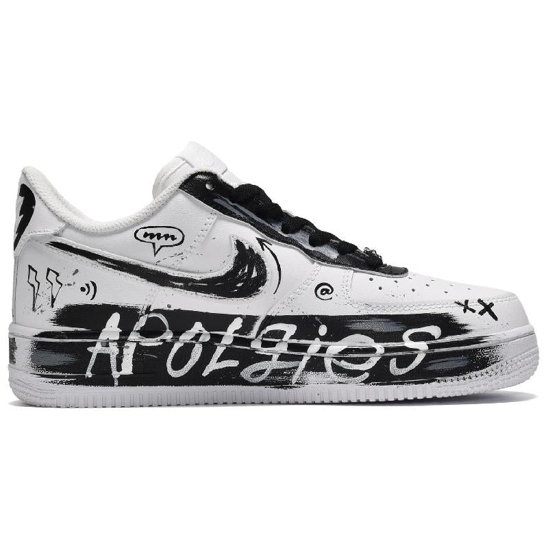 [Custom Men's style with a casual cross in black and white]  Air Force 1 Skateboarding Shoes Men