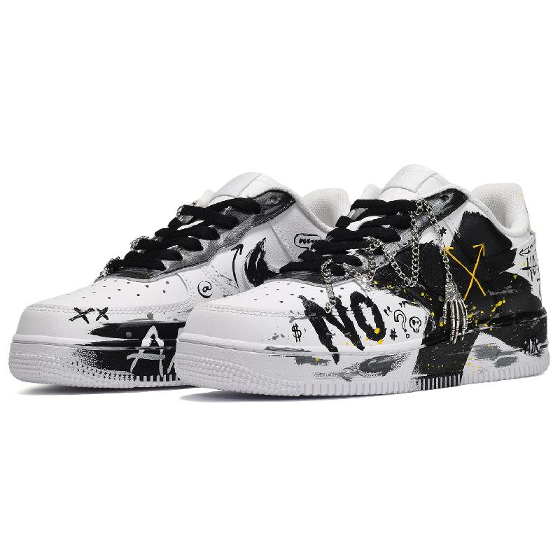 [Custom Men's style with a casual cross in black and white]  Air Force 1 Skateboarding Shoes Men