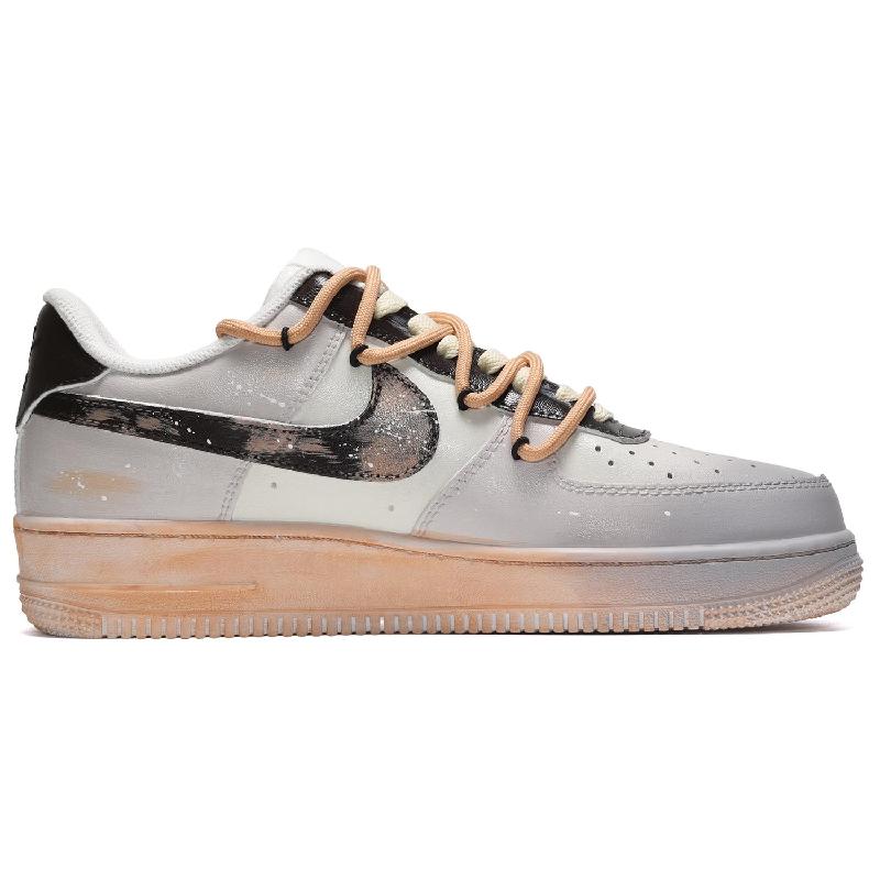 [Custom Men's cocoa milk tea is black, gray and brown]  Air Force 1 Skateboarding Shoes Men