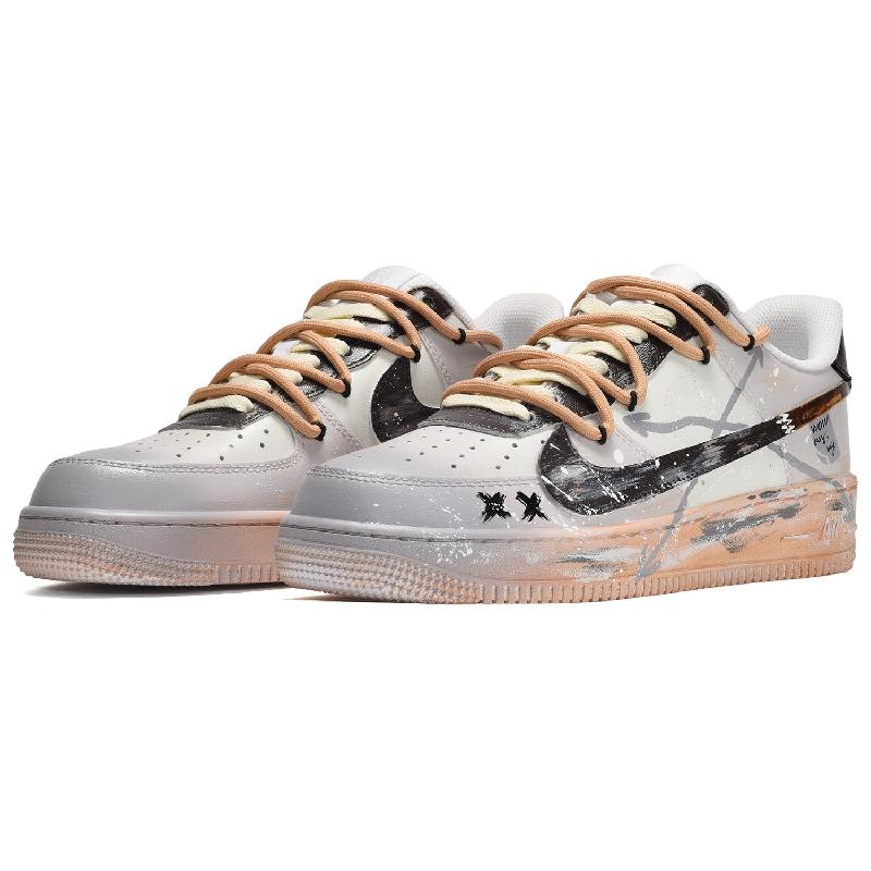 [Custom Men's cocoa milk tea is black, gray and brown]  Air Force 1 Skateboarding Shoes Men