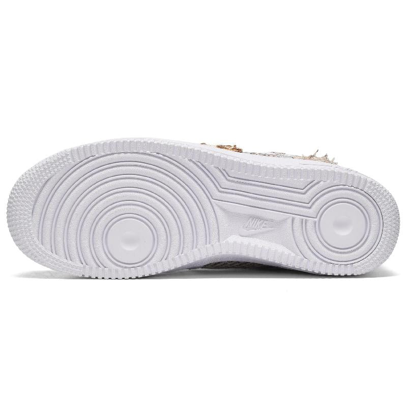 [Custom Men's vintage old newspaper in white and brown]  Air Force 1 Skateboarding Shoes Men Low-top Light Khaki