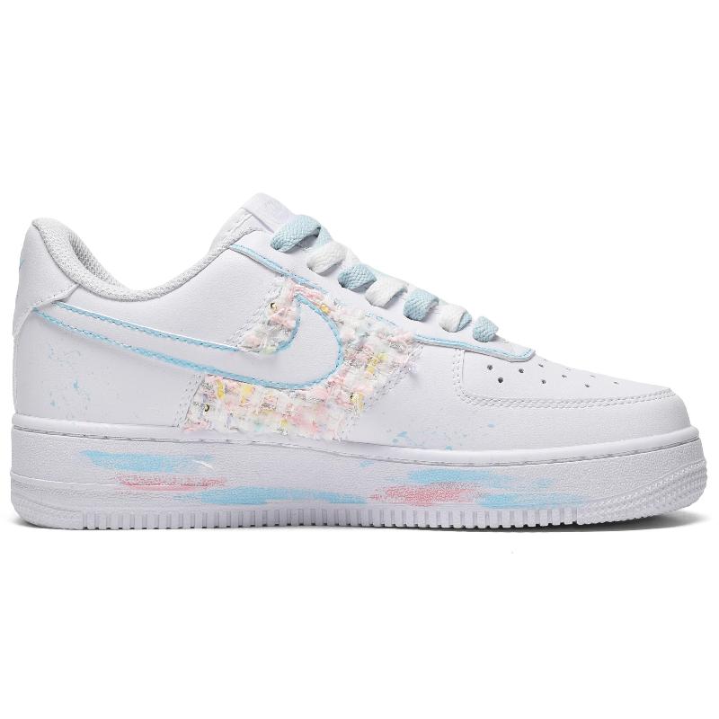 [Custom Men's summer candies are pink, blue and white]  Air Force 1 Skateboarding Shoes Men Low-top Pink Blue White