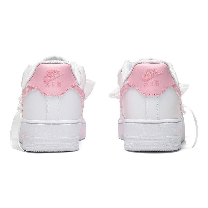 [Custom Men's cream frosting pink and white]  Air Force 1 Skateboarding Shoes Men Low-top Chalk White