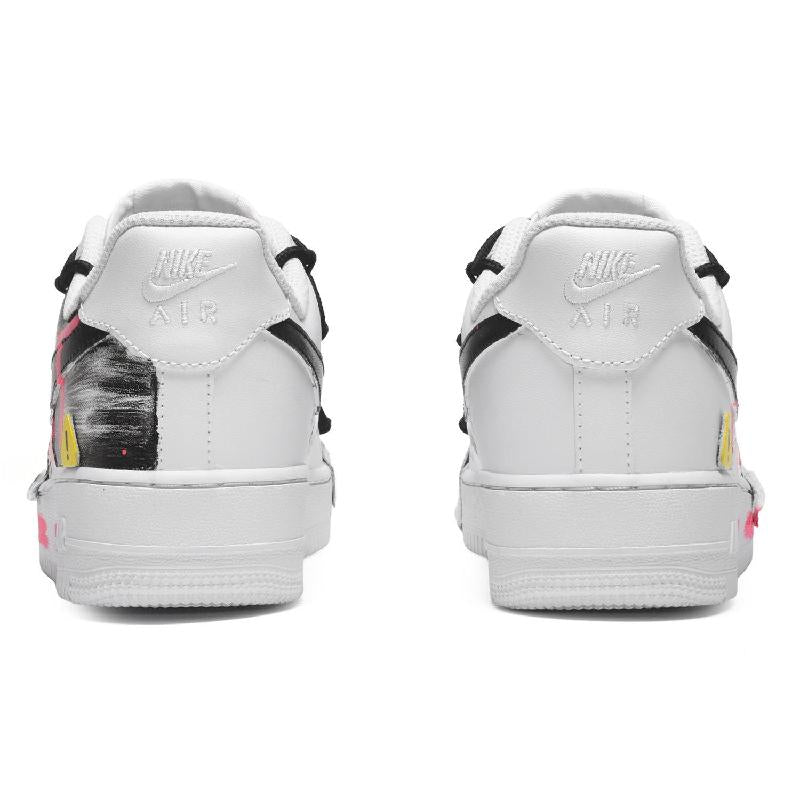 [Custom Men's perfect warning black and white rose]  Air Force 1 Skateboarding Shoes Men Low-top Black And White Roses