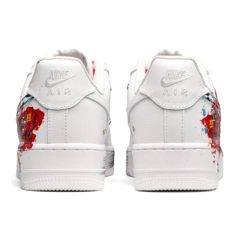 [Custom Men's colorful graffiti in red and white]  Air Force 1 Skateboarding Shoes Men