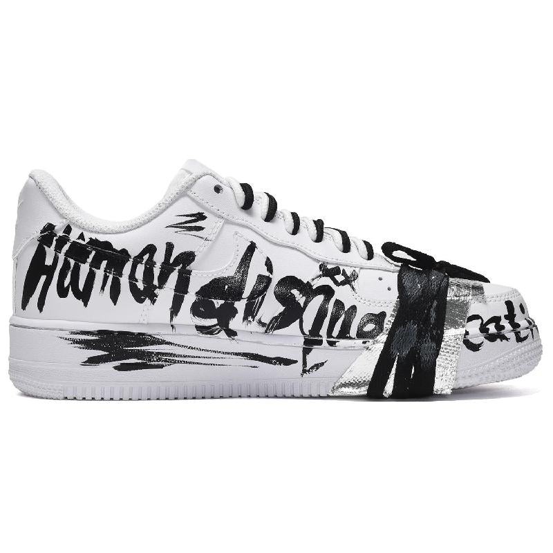 [Custom Male dark hero black and white pink]  Air Force 1 Skateboarding Shoes Men Low-top Core Black / Cloud White / Team Shock Pink 2