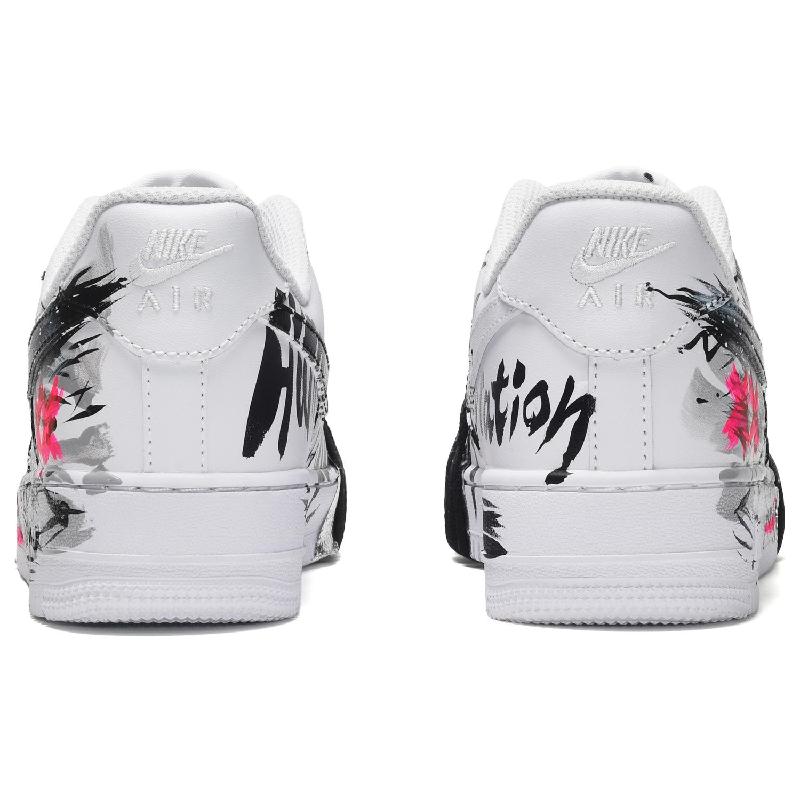[Custom Male dark hero black and white pink]  Air Force 1 Skateboarding Shoes Men Low-top Core Black / Cloud White / Team Shock Pink 2