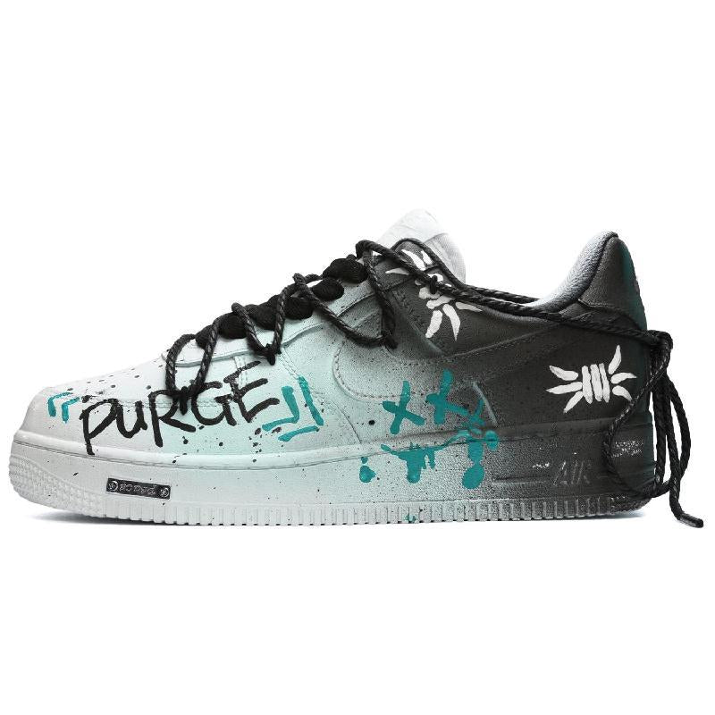 [Custom Men's dynamic summer black and green]  Air Force 1 Skateboarding Shoes Men Low-top Black/Green