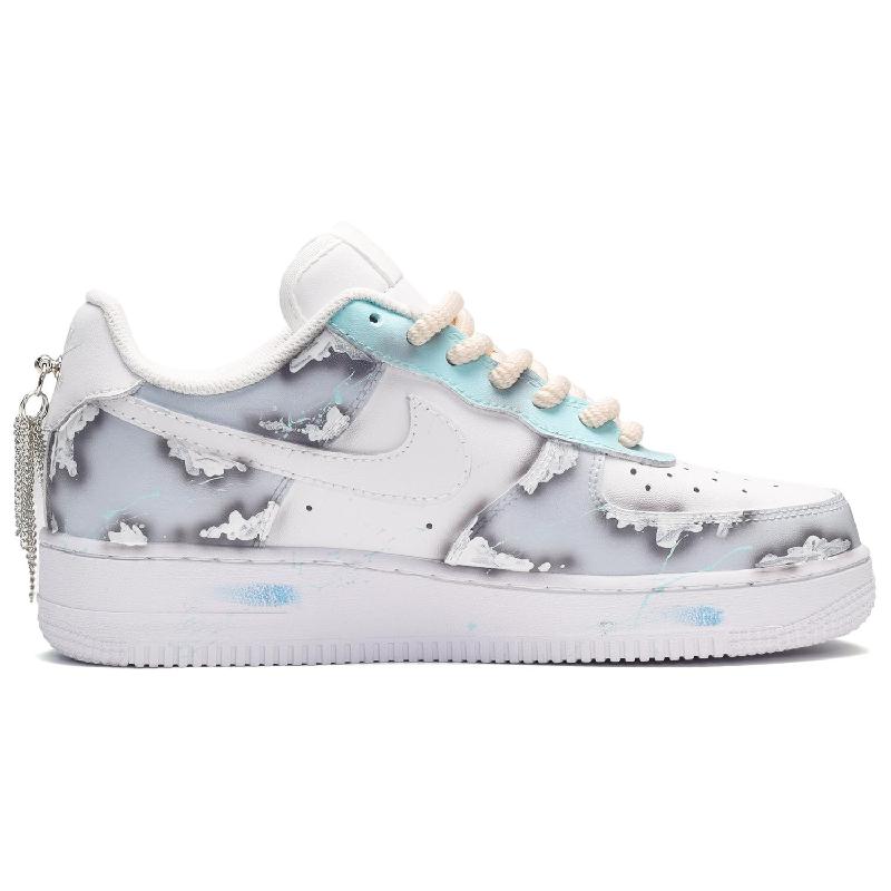 [Custom Men's Pirate Legend black, White and grey]  Air Force 1 Skateboarding Shoes Men