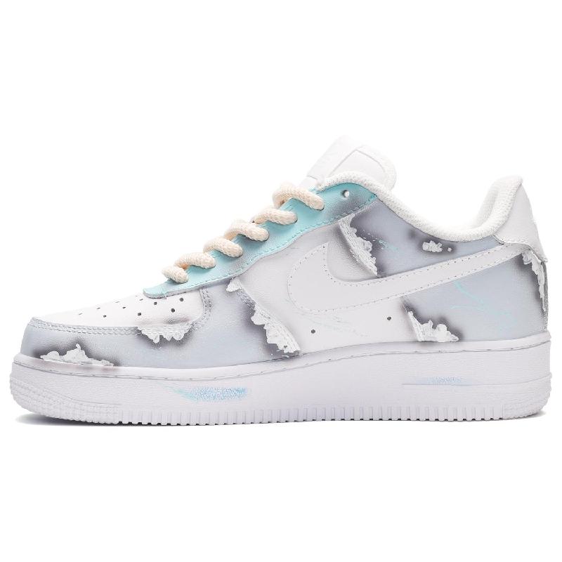 [Custom Men's Pirate Legend black, White and grey]  Air Force 1 Skateboarding Shoes Men