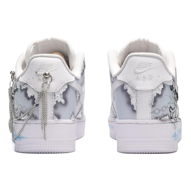 [Custom Men's Pirate Legend black, White and grey]  Air Force 1 Skateboarding Shoes Men