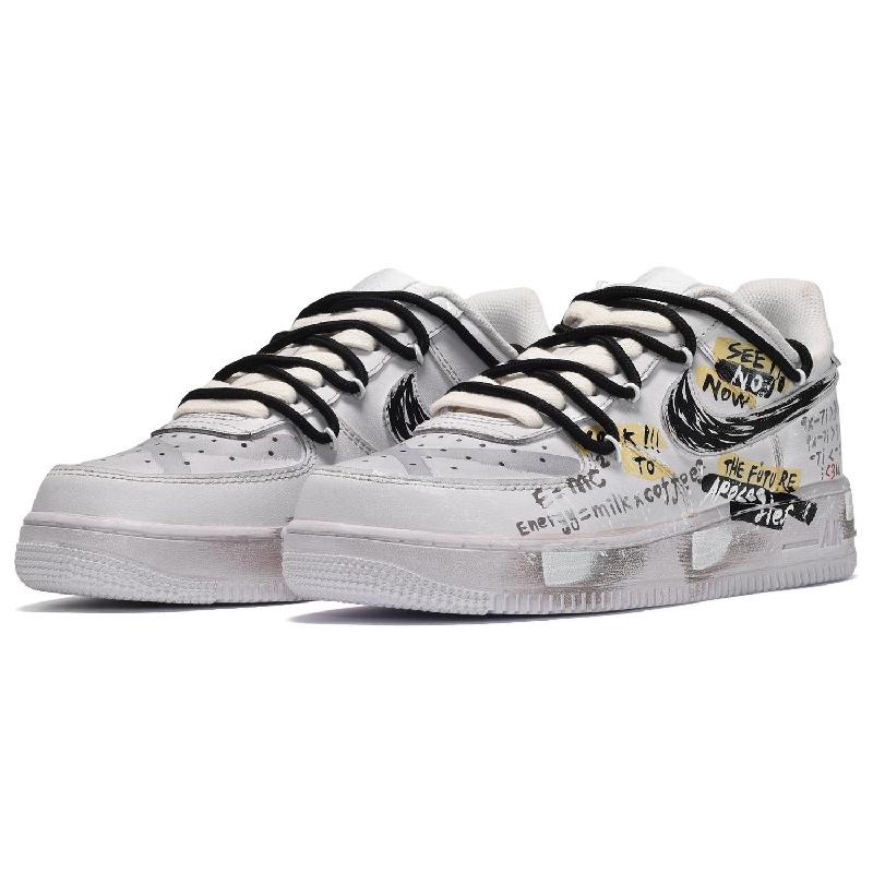 [Custom The men's love formula is black and gray]  Air Force 1 Skateboarding Shoes Men Low-top Dark Gray