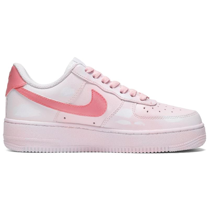 [Custom Men's pink roses]  Air Force 1 Skateboarding Shoes Men Low-top Pink And Blue